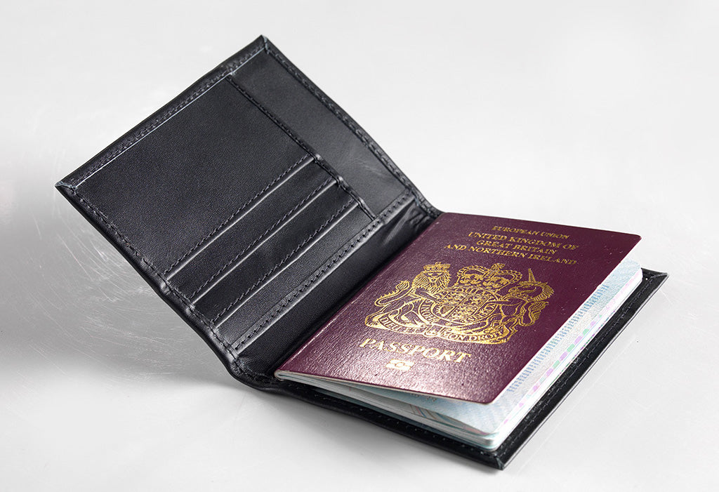 Black Leather Slim Fit Passport Holder and Travel Wallet Zale Yardley