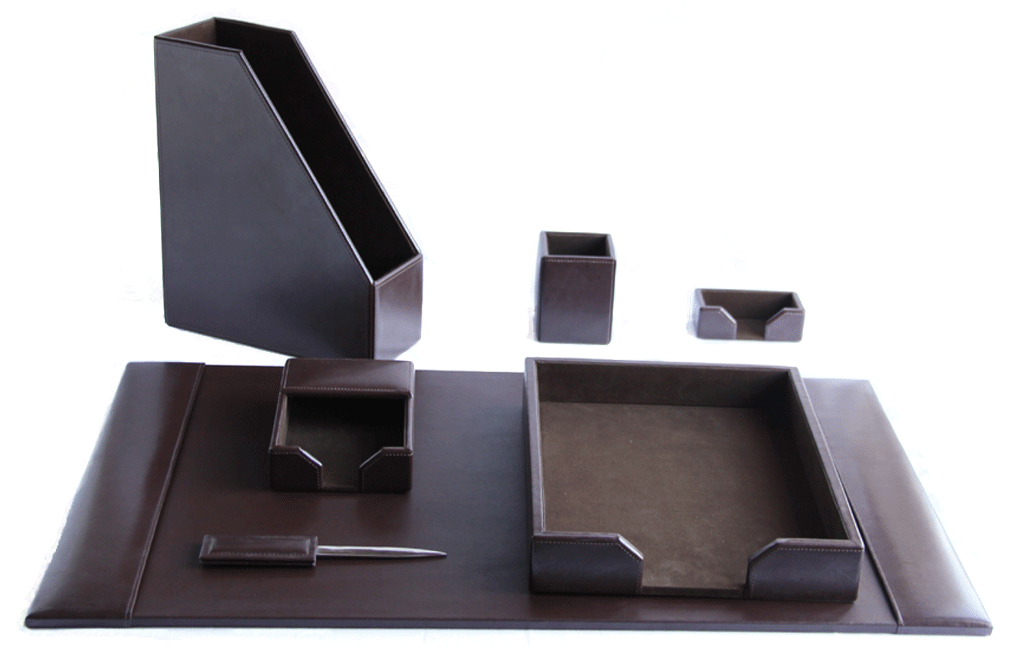 Dark Brown Leather Desk Set | Genuine Quality | Zale Yardley